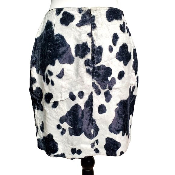 Cow Print Faux Fur Mini Skirt With Black Lining & Back Zipper By Caché Size 8 - Picture 13 of 13